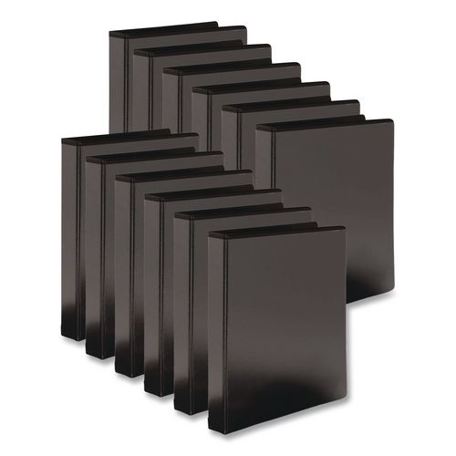 Round Ring View Binder, 3 Rings, 0.5" Capacity, Black, 12/Carton