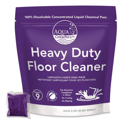 Aqua ChemPacs Heavy Duty Floor Cleaner, Lavender Scent, 100 ChemPacs/Pack