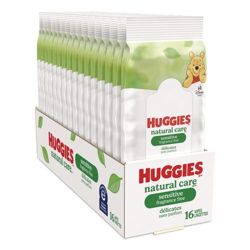 Natural Care Sensitive Baby Wipes, 6.6 x 6.86, Unscented, White, 16/Pack, 16 Packs/Carton