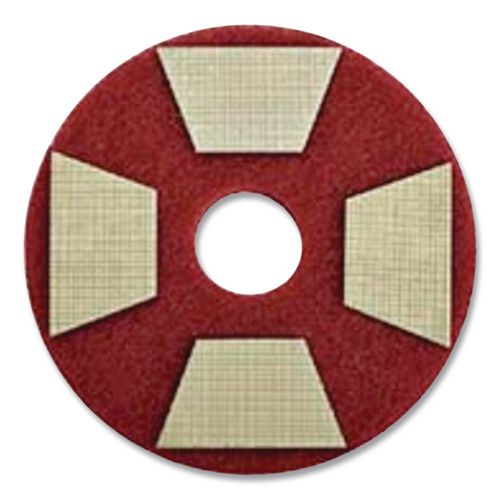 Diamond TZ Abrasive Pads, 1.12 3 x 3, Red, 16/Carton