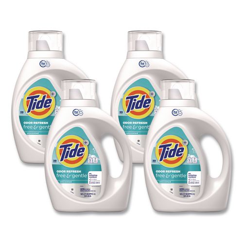 Free and Gentle Odor Refresh Liquid Laundry Detergent, 39 Loads, 55 oz Bottle, 4/Carton