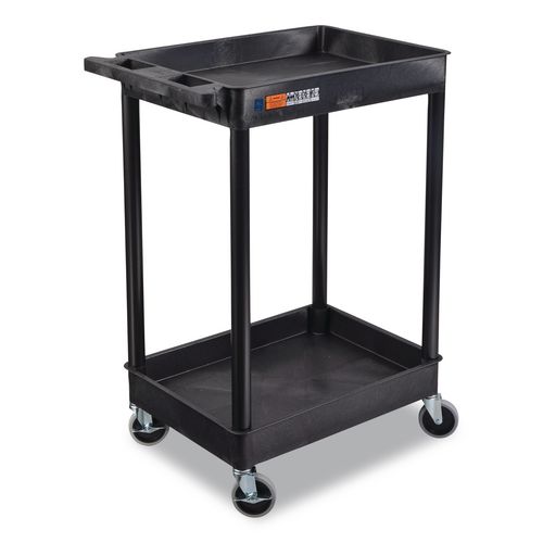 ENDURA Two-Shelf Utility Cart, Plastic, 300 lb Capacity, 26.5" x 18.5" x 37.5", Black