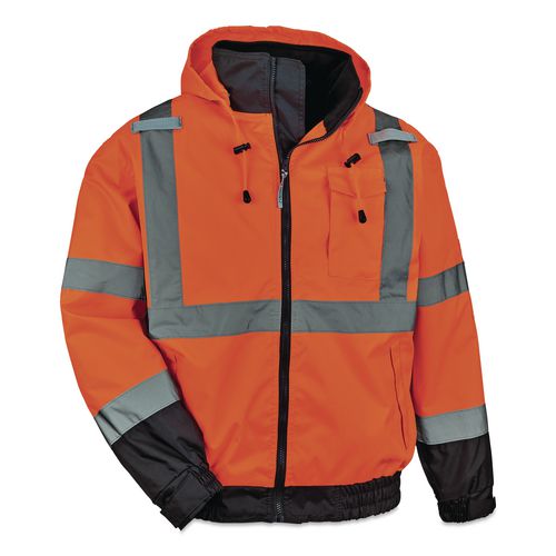 GloWear 8379 Class 3 Hi-Vis Fleece Lined Bomber Jacket, X-Small, Orange