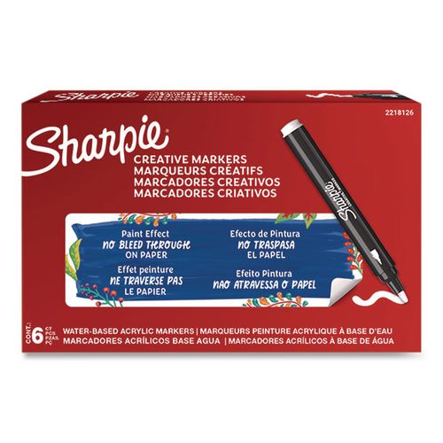 Creative Markers, Bullet Tip, White, 6/Pack