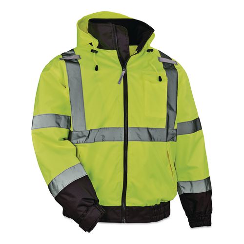 GloWear 8379 Class 3 Hi-Vis Fleece Lined Bomber Jacket, X-Small, Lime