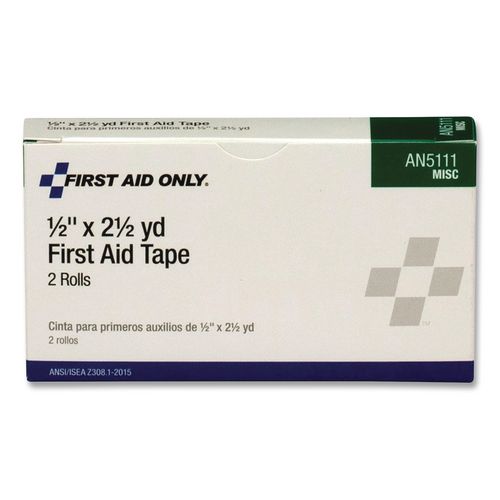 First Aid Tape, Paper, 0.5" x 2.5 yd, White, 6 Rolls/Box