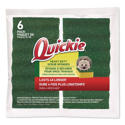 Heavy-Duty Scrubber Sponge, 4 x 2.5, 1" Thick, Yellow/Green, 6/Pack
