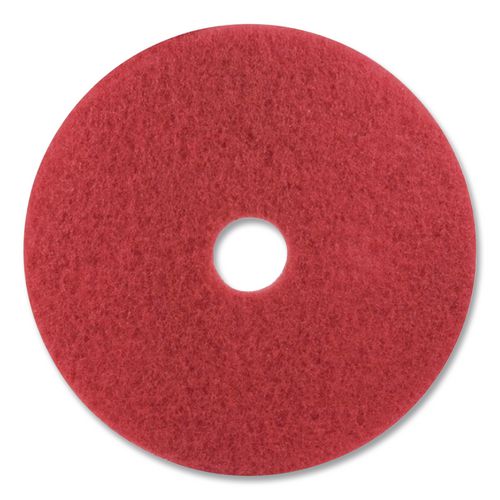 Low-Speed Buffer 5100 Floor Pads, 11" Diameter, Red, 5/Carton