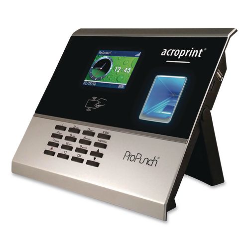 ProPunch Biometric Time Clock, 3,000 Employees, Black/Silver