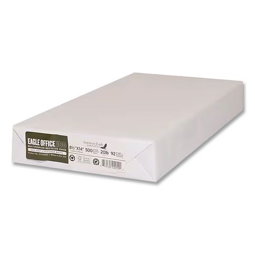 Recycled Multipurpose Paper, 92 Bright, 20 lb Bond Weight, 8.5 x 14, White, 500/Ream