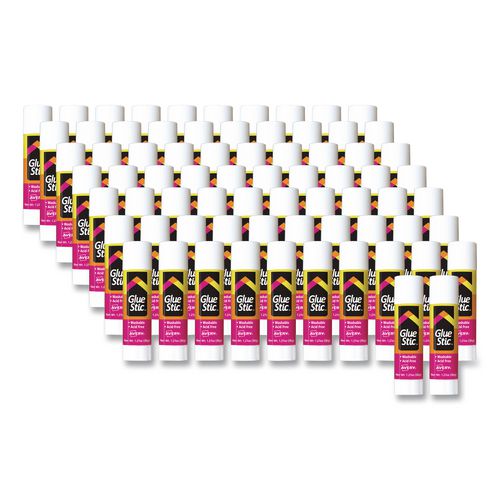 Permanent Glue Stic, 1.27 oz, Applies White, Dries Clear, 6/Pack, 12 Packs/Carton