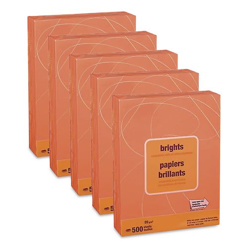 Brights Multipurpose Color Paper, 20 lb Bond Weight, 8.5 x 11, Orange, 500 Sheets/Ream, 5 Reams/Carton