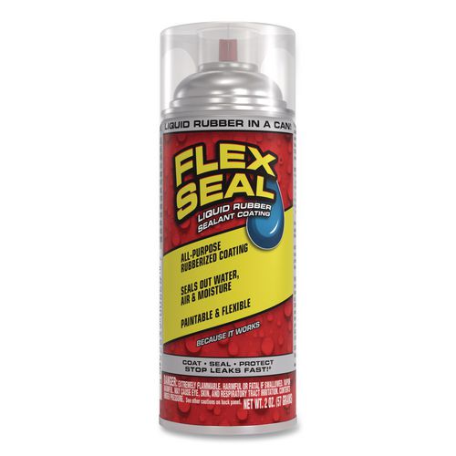 Flex Seal Liquid Rubber Sealant Coating Aerosol, 2 oz Aerosol Can, Dries Clear, 12/Carton