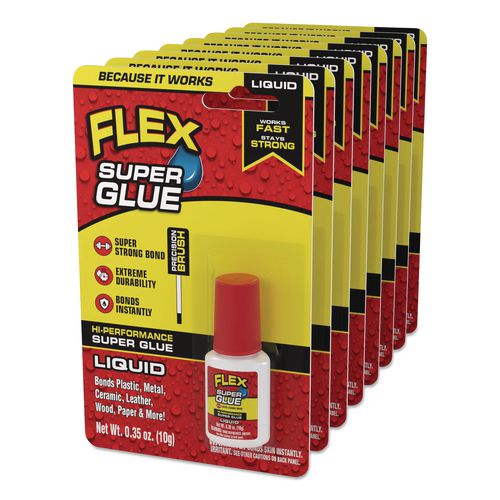 Flex Super Glue, Precision Brush, Liquid, 0.5 oz, Dries Clear, 8/Carton