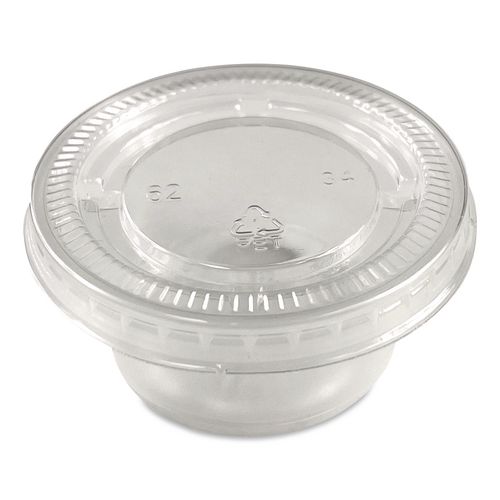 Portion Cup Lids, Fits 1.5 oz to 2 oz Portion Cups, Clear, 100/Pack, 25 Packs/Carton