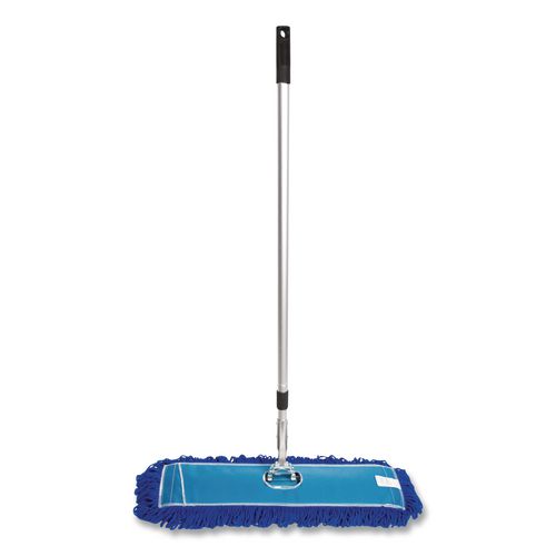 All-In-One 24" Microfiber Dust Mop Set with Telescopic Handle, 24 x 5, Blue, Microfiber Head, 72" Silver Aluminum Handle