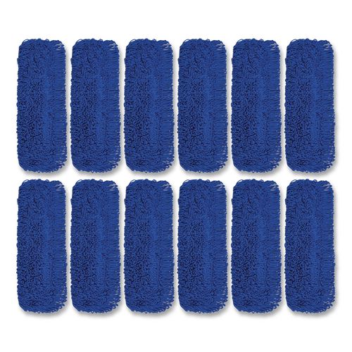 Microfiber Looped Dust Mop Pad Head, 24 x 5, Blue, 12/Carton
