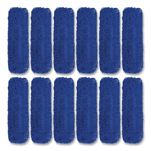 Microfiber Looped Dust Mop Pad Head, 36 x 5, Blue, 12/Carton