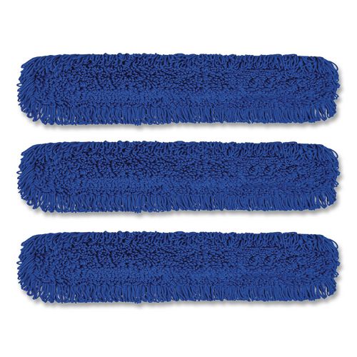 Microfiber Looped Dust Mop Pad Head, 48 x 5, Blue, 3/Pack