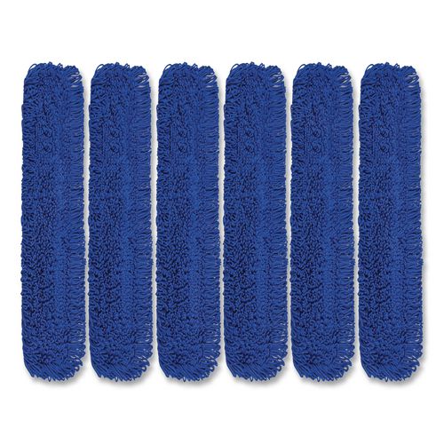 Microfiber Looped Dust Mop Pad Head, 48 x 5, Blue, 6/Pack