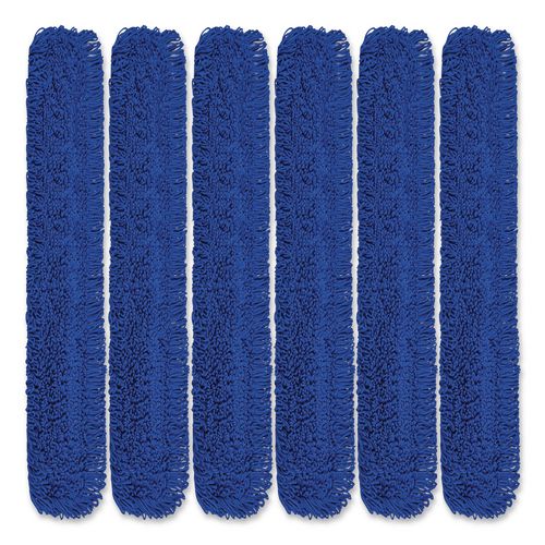 Microfiber Looped Dust Mop Pad Head, 60 x 5, Blue, 6/Pack
