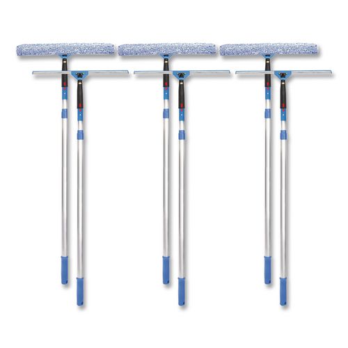 Pro Window Washing Kit with Squeegee, Washer and 6 ft Telescopic Pole, 18" Wide Blade, 3/Kit