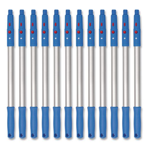 20" Aluminum Pole with Click/Lock Adapter Cone, Blue/Silver, 12/Pack