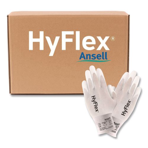 HyFlex 11-600 Safety Industrial Gloves, EN388: 3121A, 9.5" Long, (Size 9), White, 144 Pairs