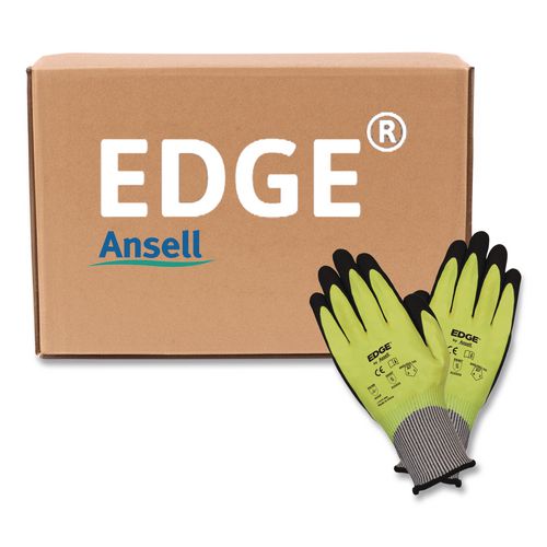 EDGE 48-969 Cut Resistance Gloves, EN388: 4X42F, 9.5" Long, (Size 7), Yellow/Black, 144 Pairs