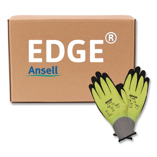 EDGE 48-969 Cut Resistance Gloves, EN388: 4X42F, 9.5" Long, (Size 9), Yellow/Black, 144 Pairs