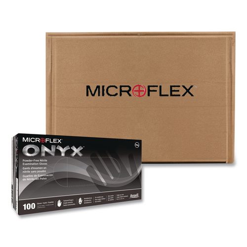 MICROFLEX Onyx N64 Exam Gloves, Powder-Free, AQL 1.5, 2X-Large (Size 10), 3.5 mil Thick, 9.6" Long, Black, 100/Box, 10/Carton
