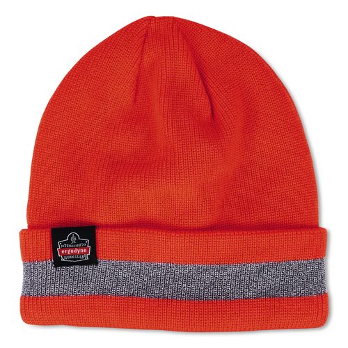 N-Ferno 6803ZI Reflective Rib Knit Winter Hat (Bump Cap Included), One Size Fits Most, 0.1" Insert, Orange