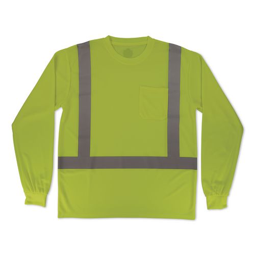 GloWear 8284 Class 2 Essential Hi-Vis Long Sleeve T-Shirt, X-Large, Lime