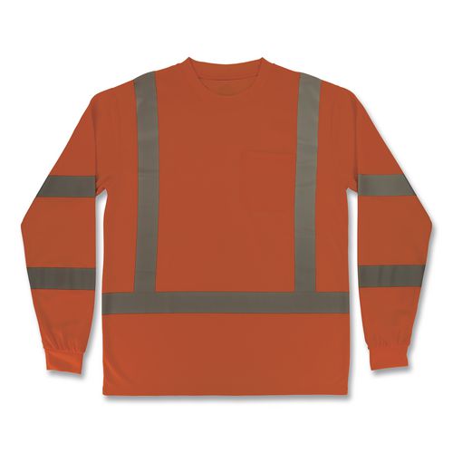 GloWear 8368 Class 3 Essential Hi-Vis Long Sleeve T-Shirt, 5X-Large, Orange