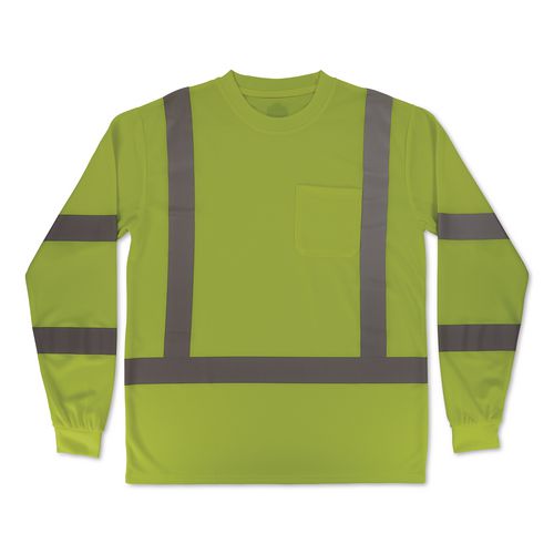GloWear 8368 Class 3 Essential Hi-Vis Long Sleeve T-Shirt, X-Small, Lime