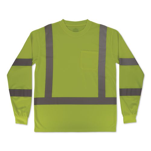 GloWear 8368 Class 3 Essential Hi-Vis Long Sleeve T-Shirt, 5X-Large, Lime