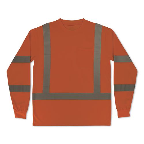 GloWear 8368 Class 3 Essential Hi-Vis Long Sleeve T-Shirt, Small, Orange