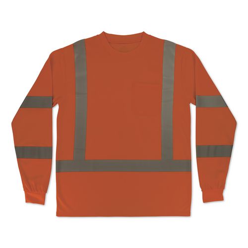 GloWear 8368 Class 3 Essential Hi-Vis Long Sleeve T-Shirt, 3X-Large, Orange