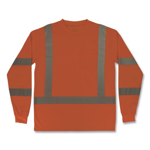 GloWear 8368 Class 3 Essential Hi-Vis Long Sleeve T-Shirt, 4X-Large, Orange