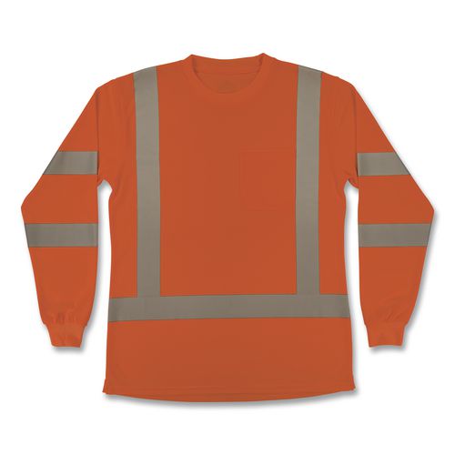 GloWear 8374 Class 3 Women's Essential Hi-Vis Long Sleeve T-Shirt, 3X-Large, Orange