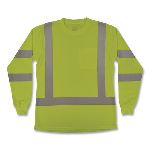 GloWear 8374 Class 3 Women's Essential Hi-Vis Long Sleeve T-Shirt, Small, Lime