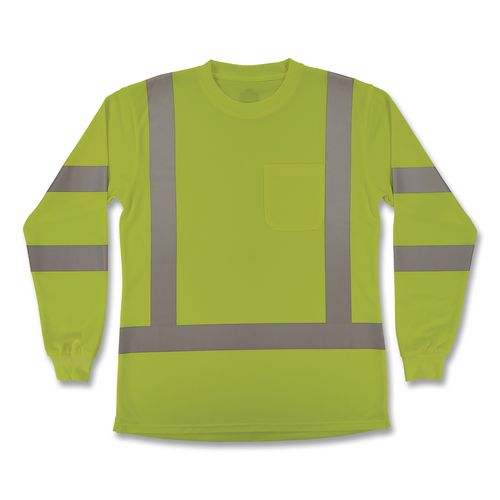GloWear 8374 Class 3 Women's Essential Hi-Vis Long Sleeve T-Shirt, Medium, Lime