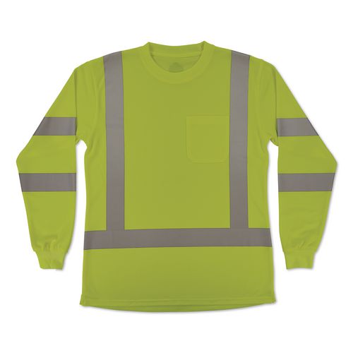 GloWear 8374 Class 3 Women's Essential Hi-Vis Long Sleeve T-Shirt, Large, Lime