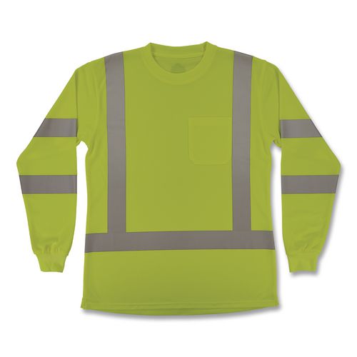 GloWear 8374 Class 3 Women's Essential Hi-Vis Long Sleeve T-Shirt, 3X-Large, Lime