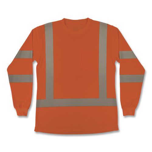 GloWear 8374 Class 3 Women's Essential Hi-Vis Long Sleeve T-Shirt, X-Large, Orange