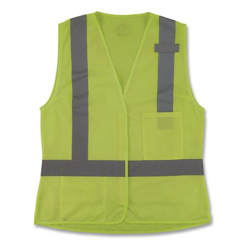 GloWear 8210HLW-S Class 2 Women's Hi-Vis Vest with Hook-and-Loop, Polyester, Small, Lime