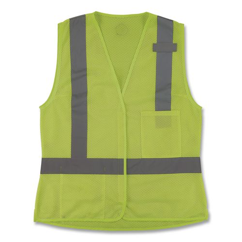 GloWear 8210HLW-S Class 2 Women's Hi-Vis Vest with Hook-and-Loop, Polyester, X-Large, Lime
