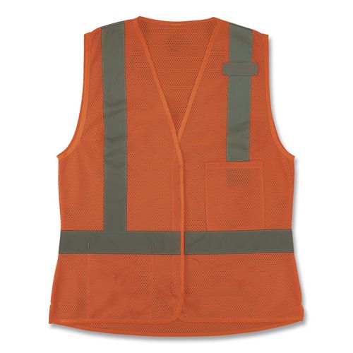 GloWear 8210HLW-S Class 2 Women's Hi-Vis Vest with Hook-and-Loop, Polyester, Small, Orange