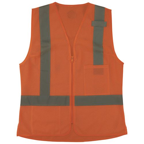 GloWear 8210ZW-S Class 2 Women's Hi-Vis Vest with Zipper, Polyester, X-Large, Orange