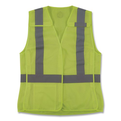 GloWear 8215BAW-S Class 2 Women's Hi-Vis Breakaway Vest with Hook-and-Loop, Polyester, Large, Lime